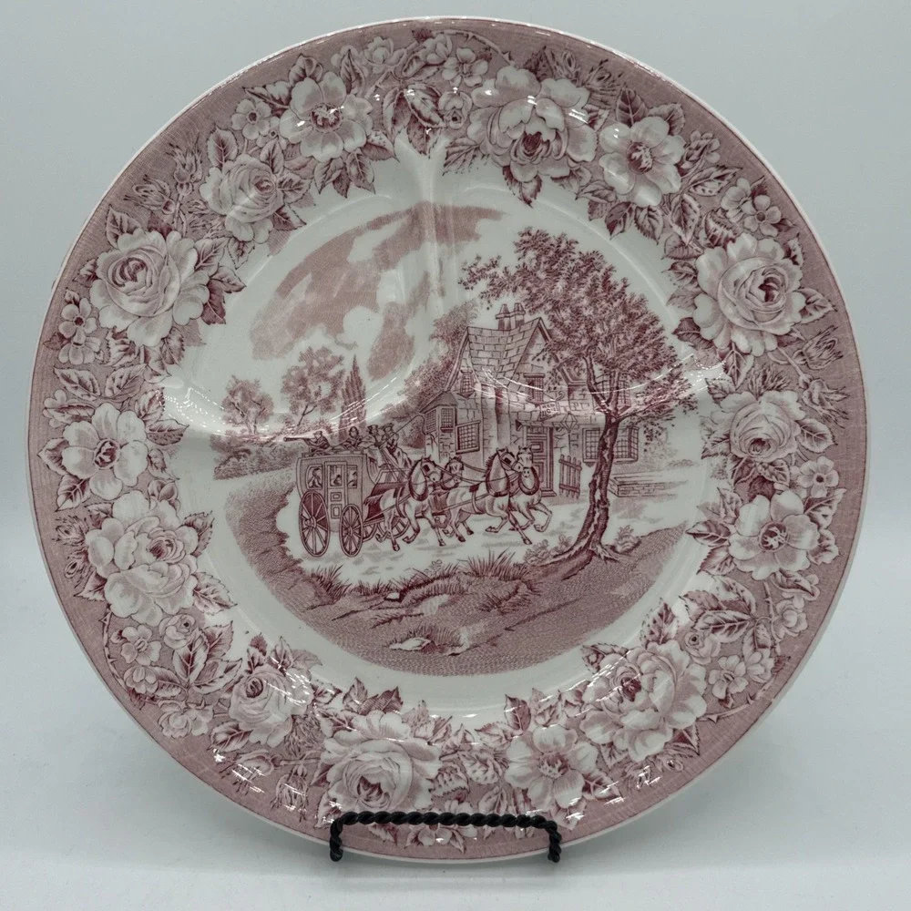 Shenango China Roselyn Castle Grill Plate Pink 10 3/8